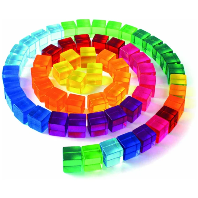 סט 100 קוביות צבעוניות עם מגש – Bauspiel