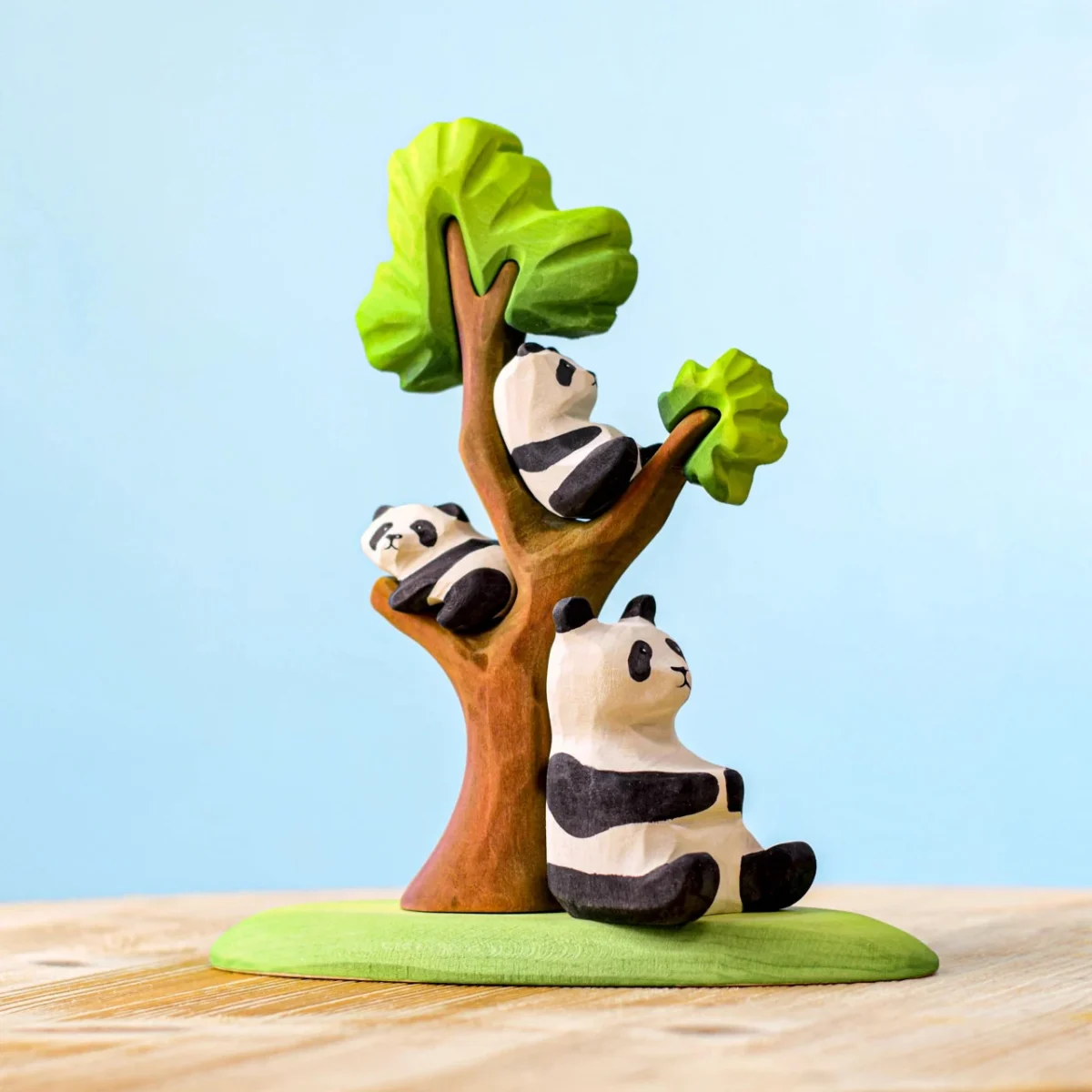 Panda bears family and tree set