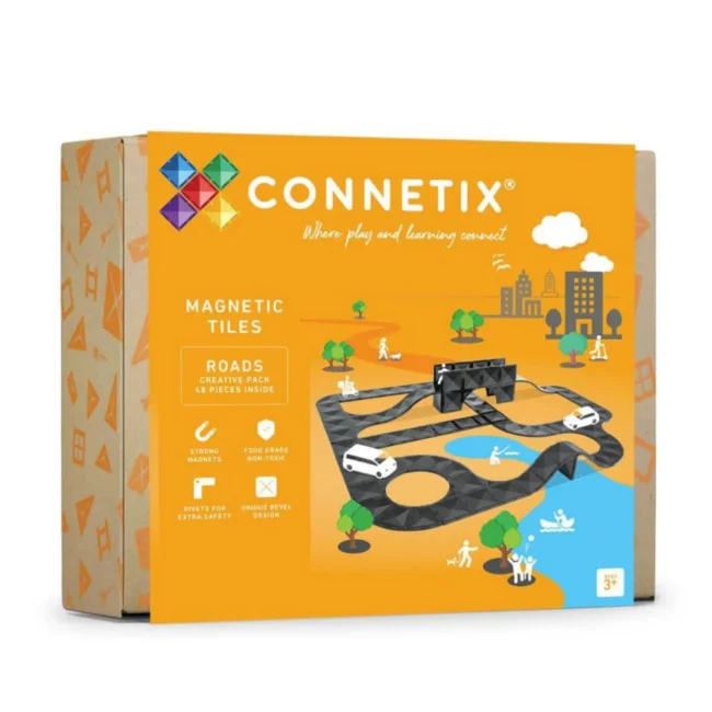 סט גדול של כבישים מגנטיים שחורים  – Connetix