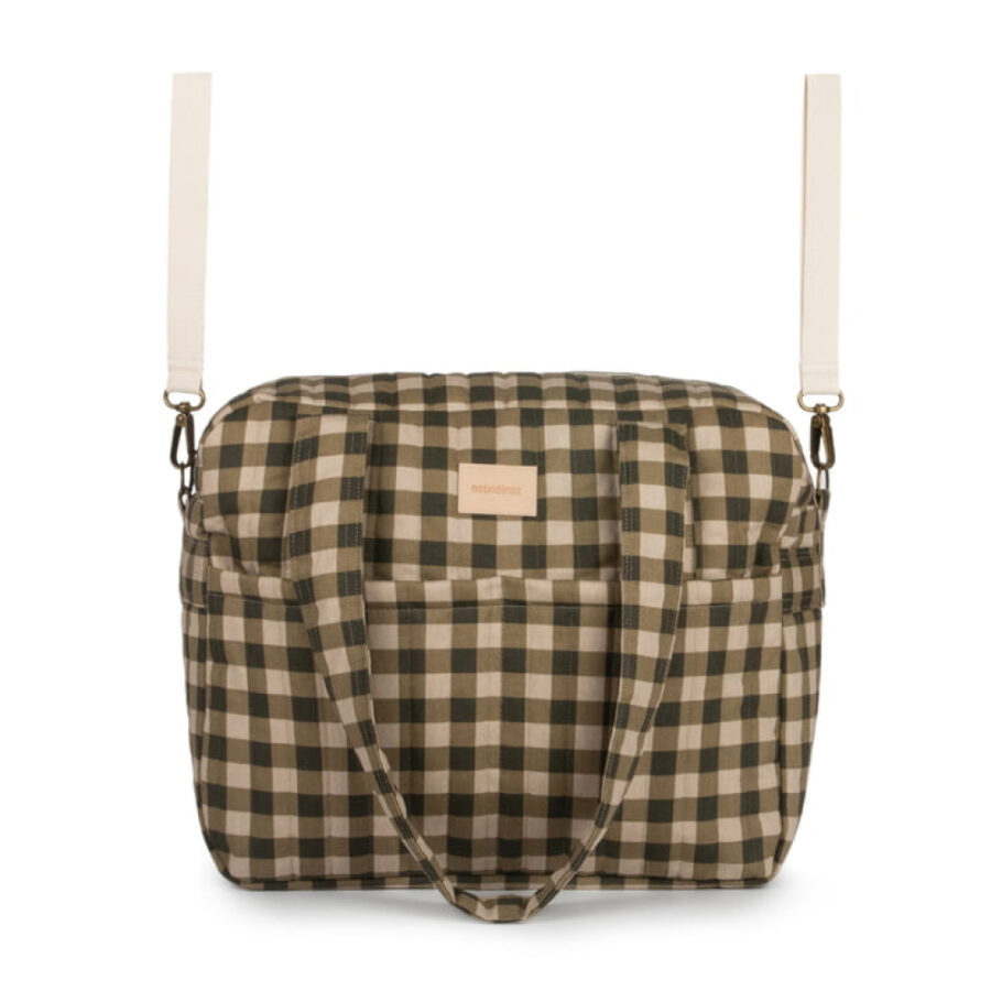 Nobodinoz Hyde Park Kinderwagen Tasche Wasserfest Green Checks 1.jpg