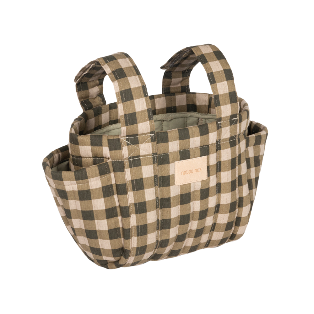 Hyde Park Stroller Organizer Green Checks Nobodinoz 1 8435574926807.jpg