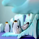 Icy Cliffs Ice Floe And Big Penguin Family Set3831.webp