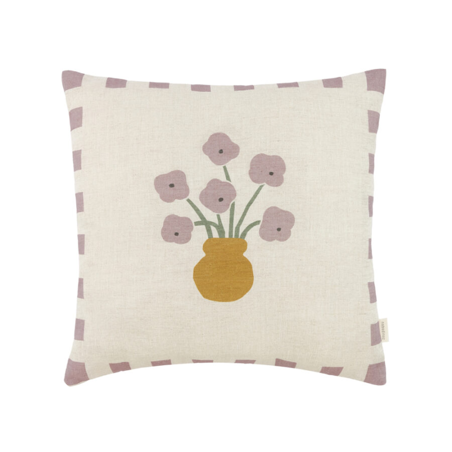 Vibes Square Cushion Linen Lilac Checks Flowers Nobodinoz 1 8435574934994.jpg