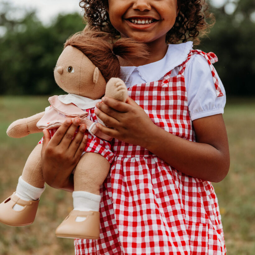 Dinkum Doll Cherry Gingham Outfit Set Red3 Medium