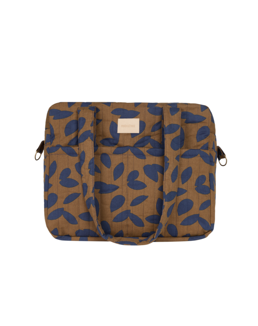 Hyde Park Waterproof Stroller Bag Blue Leaves Nobodinoz 2