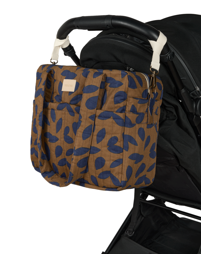 Hyde Park Waterproof Stroller Bag Blue Leaves Nobodinoz 6