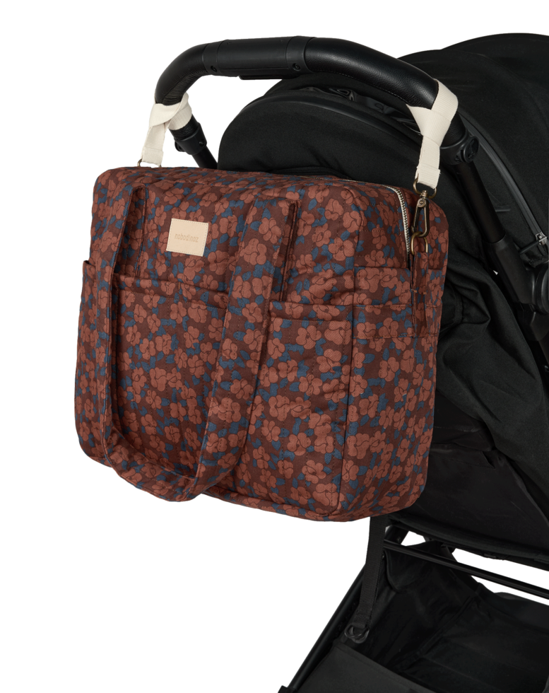 Hyde Park Waterproof Stroller Bag Maroon Poppies Nobodinoz 6