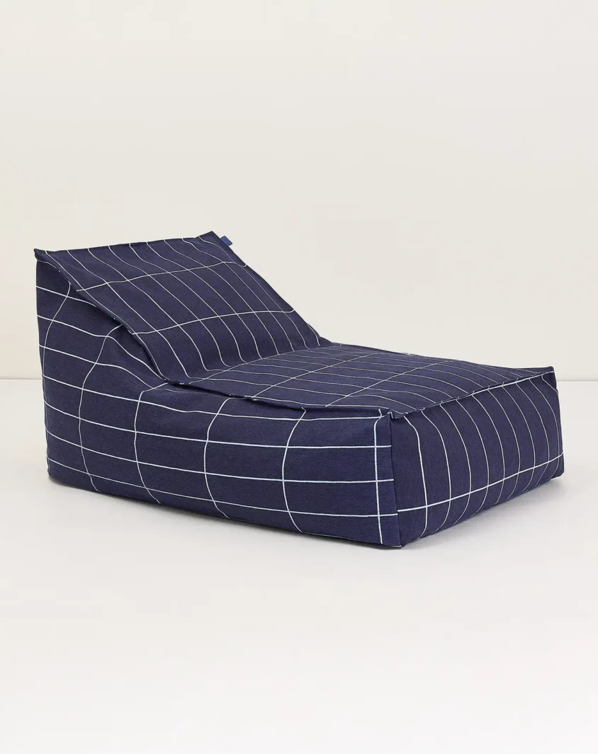 Vibes Long Beanbag Adult Navy Blue Grid Nobodinoz 1 8435574940582