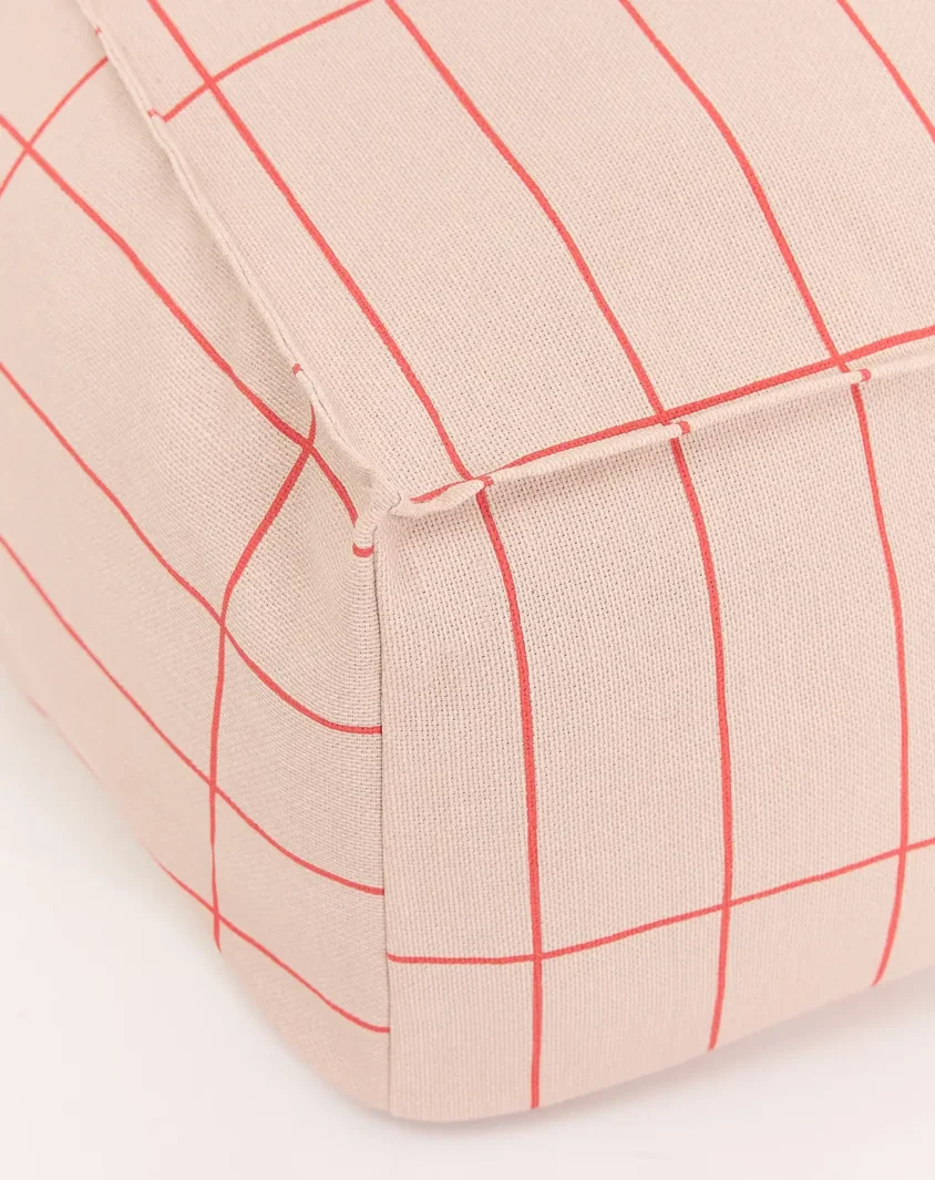 Vibes Long Beanbag Adult Pink Red Grid Nobodinoz 2 8435574940599