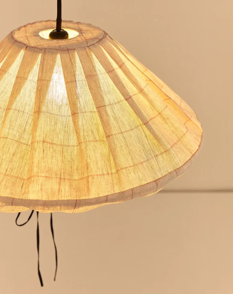 Yumi Lampshade Diameter 50cm Carmine Grid Nobodinoz 4 1 1