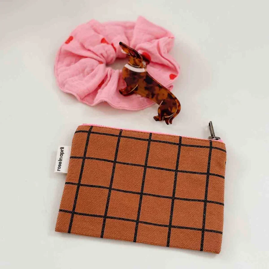 Marie School Check Ginger Chouchou Heart Red Pink Marie School Check Ginger Chouchou Heart Red Pink