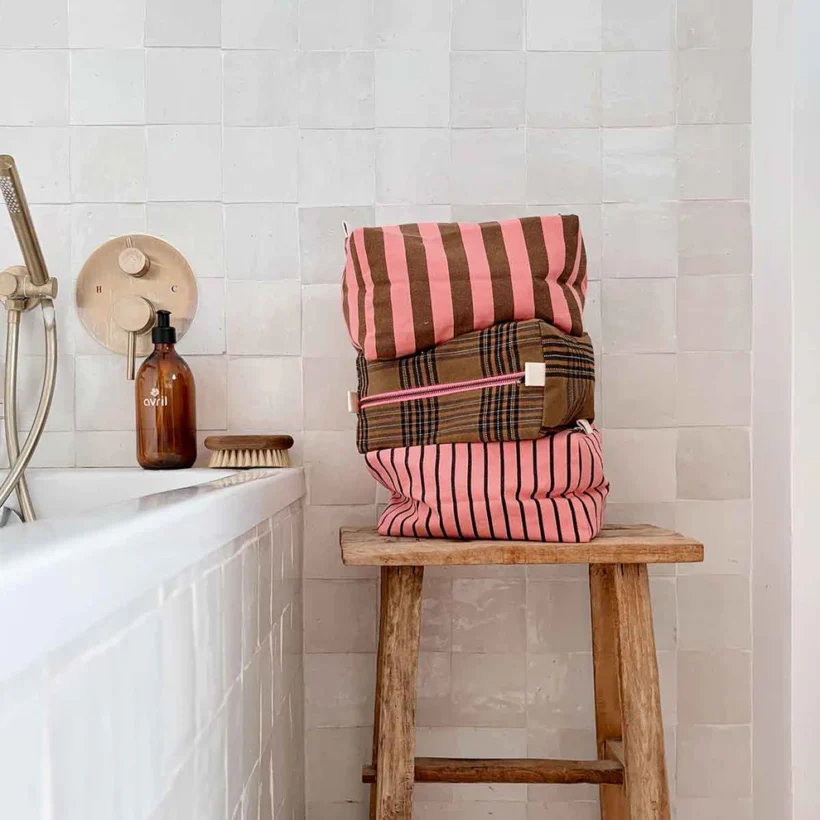 Vic Stripes Funky Pink Olive Tartan Tennis Stripes Funky Pink