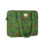Hyde Park Waterproof Stroller Bag Green Tulips Nobodinoz 1 8435574941565