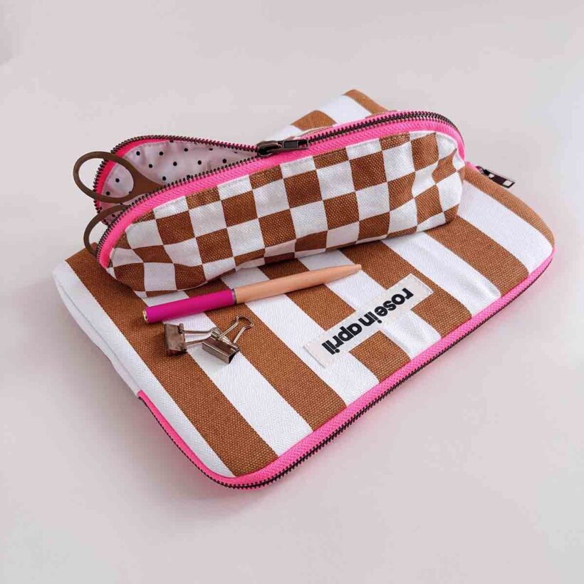 Pack Of 2 Ipad Sleeve Anouk Stripes Ecru Caramel (1)