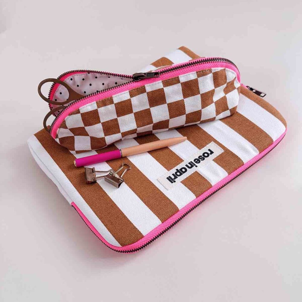Pack Of 2 Ipad Sleeve Anouk Stripes Ecru Caramel (1)