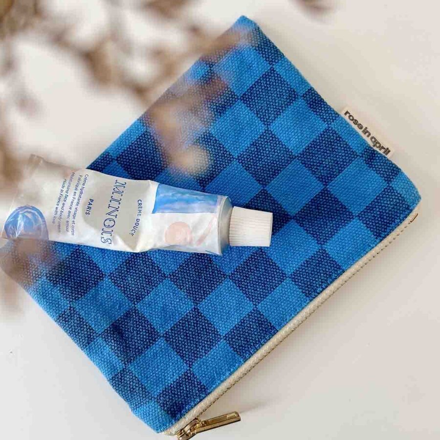Pack Of 2 Mini Pouch Marie Checks Greek Blue Blue Navy (1)