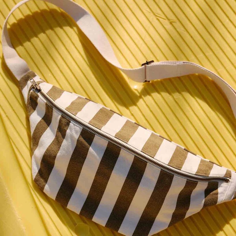 Set Of 2 Bumbags Stripes Greige Olive (5)