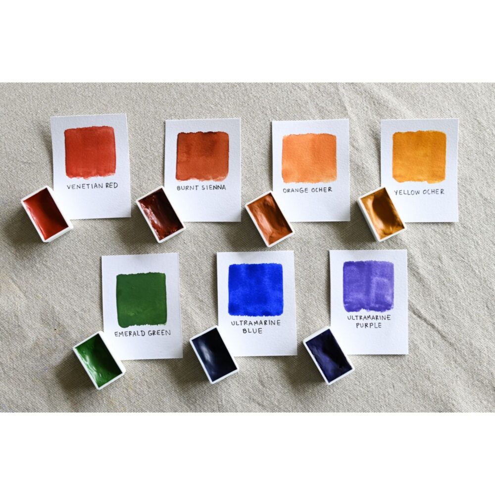 Watercolor Swatches And Trays On Gray