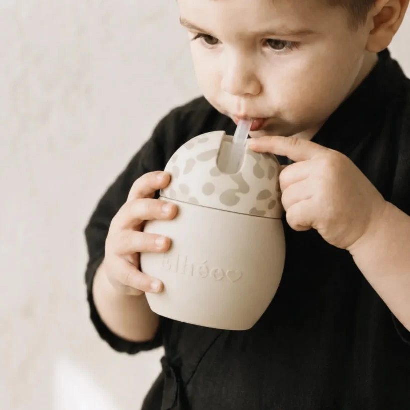 Tasse A Paille Lestee Leopard 240 Ml Graouu Sand 9m Coconut 1791676