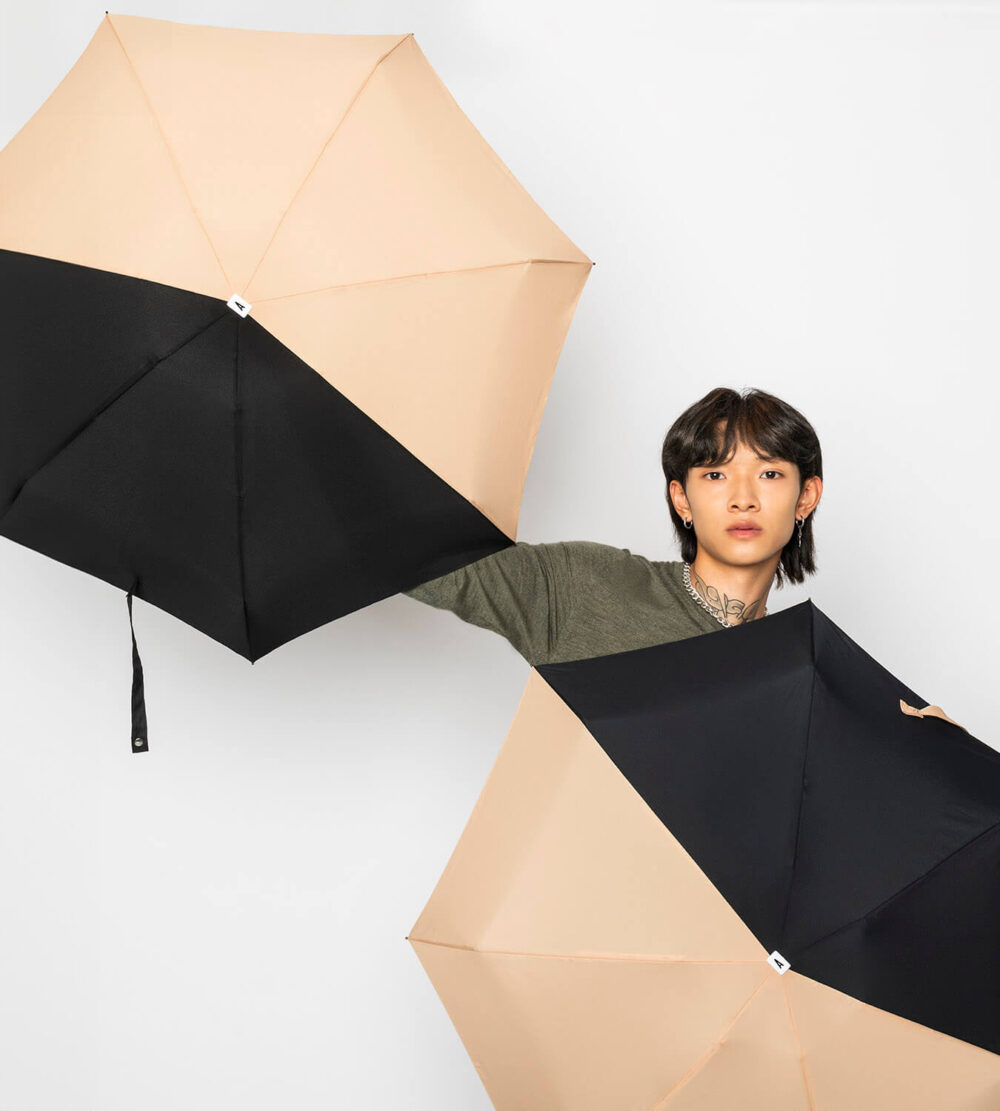 Mini Parapluie Bicolore Anatole Beige Noir Alice