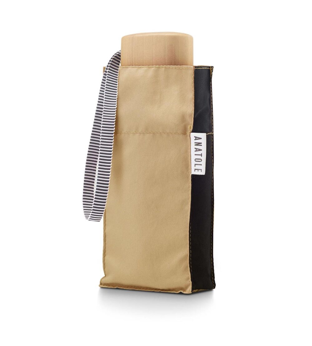 Mini Parapluie Compact Bicolore Anatole Beige Et Noir