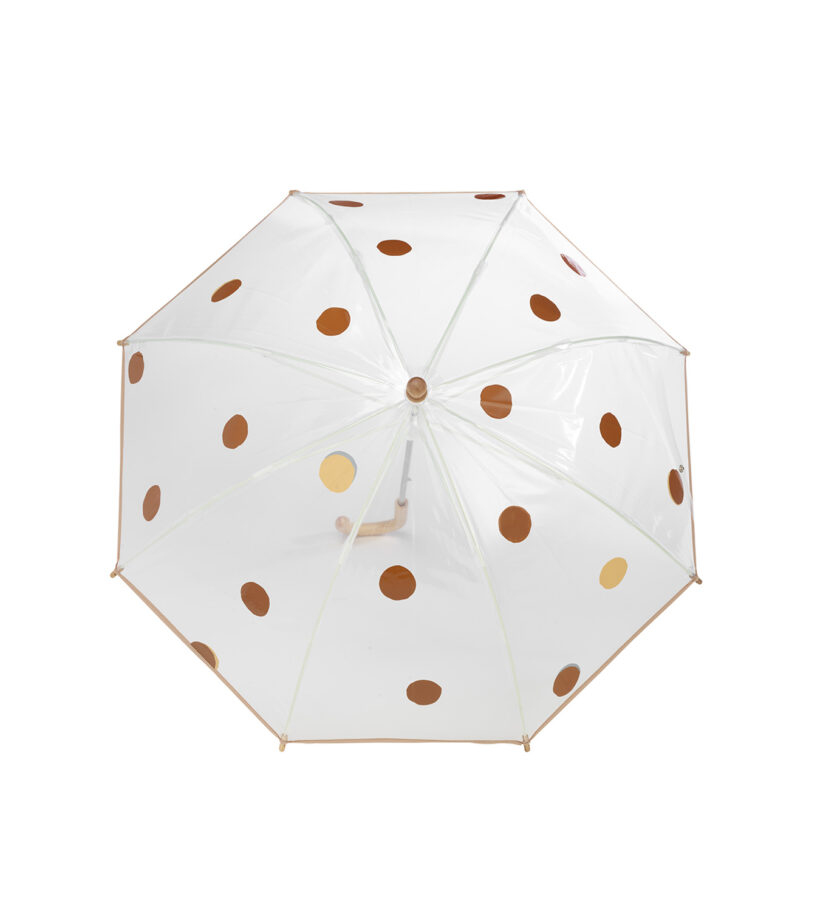Parapluie Transparent Enfant Cloche Motif Pois Caramel Et Beige Lagoa Anatole Kids Face